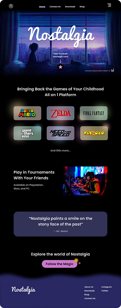 Nostalgia branding design game company games gaming nostalgia ui uiux ux web design website design