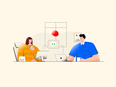 Office Desk app art clean connected design desk graphic design hero image illustration illustration art meeting minimal office office illustration ui web illustration