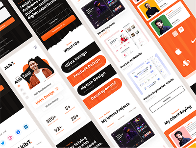 Personal Portfolio Responsive Design akib ranjil brutalism design figma illustration landing page logo mobile responsive personal branding personal portfolio portfolio responsive trend ui ui design ui trend user interface ux web design website