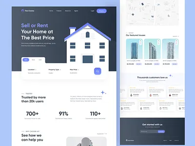 Real Estate landing page design agency apartement architecture branding building clean house landing page property psd template real estate real estate website realestate residence typography ui ui design ux design web design