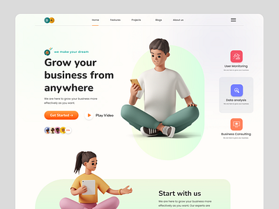 Marketing agency landing page. agency agency landing page branding design digital agency illustration landingpage marketing agency typography ui uiux ux web webdesign