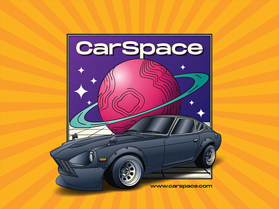 Classic car in space car classic car illustration retro retro car