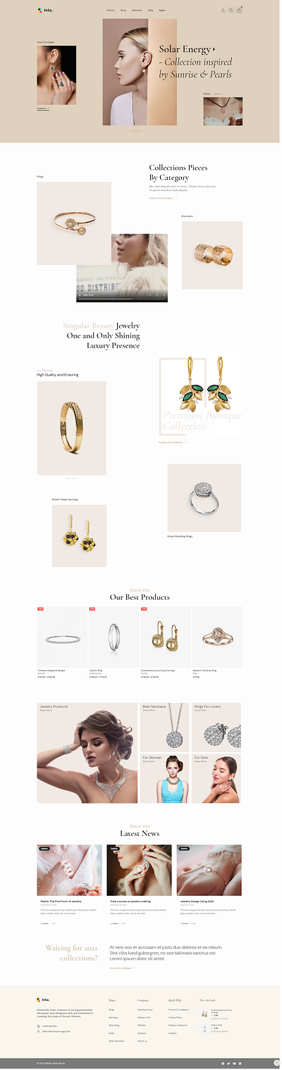 teta WordPress Woocomerce Theme - Jewelry shop Demo branding design elementor fashion figma illustration jewel jewelry shop logo online shop shop store themeforest ui