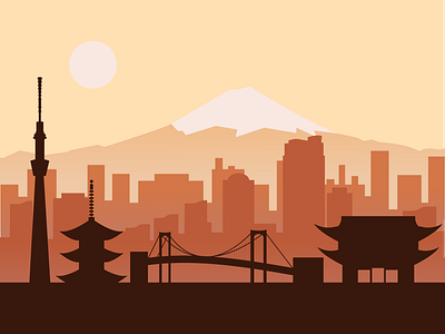 Silhouette background for car rental website adobe illustratol adobe illustrator background city country design graphic design illustration japan japanese style silholuette tokyo website