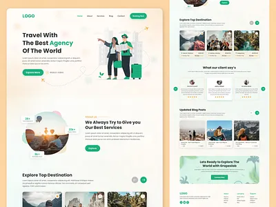 Travel Landing page adventure agency app design booking branding clean design flight app home page landing page tour travel travel agency travel landing page trip ui uiux web page website