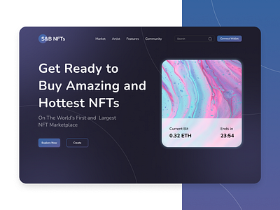 S&B NFTs Marketplace design ui ux weblanding