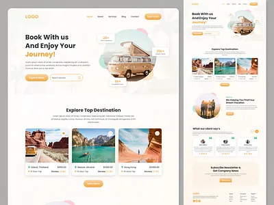 Travel Landing Page adventure agency app design booking booking app branding clean design flight app landing page tour travel travel agency travel landing page travel website trip ui uiux website