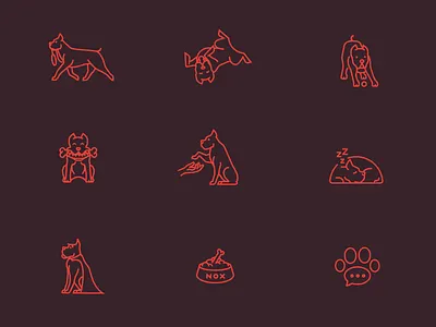 Nox the dog bone dog dogwalk icon design lineart playful sleeping talk