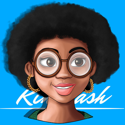 Afro hair, Big Glasses and a nice smile cartoon cartoonportrait design digitalart illustration kingfash portrait vector