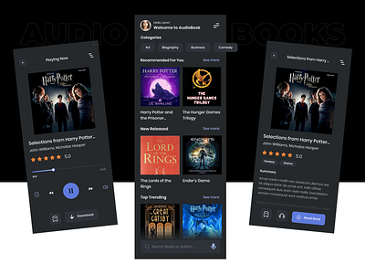 Audio Book UI Concept app concept app design audio book creative figma mobile app online reading podcast ui ui design uiux ussllc