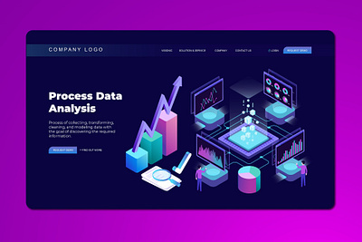 Isometric Landing Page app banner concept design development illustration landing landing page marketing process professional it profit ui ui design ux ux design web development web maintance webapp website