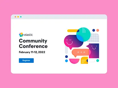 Elastic Community Conference 2022 branding community conference giveaways global illustration language swag