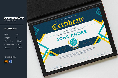 Certificate Template academic achievement apprication award business certificate certificate certificate template clean colllege company certificate completion corporate certificate diploma illustrator template minimal modern certificate ms word multipurpose reward school