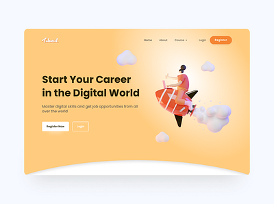 Educate - Landingpage 3d 3d design 3d ui course education landingpage simple landingpage trend design trends ui ui uiux website