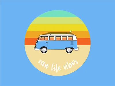 Van Life icon illustration summer surf van van life vector vw