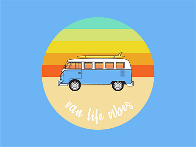 Van Life icon illustration summer surf van van life vector vw