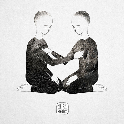 Twins digital illustration attitude bw communication concept digital feelings friendship illustration ink monochrome people procreate app relationships touch twins