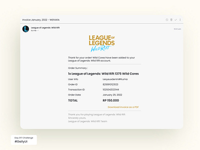 Email Receipt For Daily UI Challenge Day 017 daily ui dailyui day 017 email email receipt receipt ui user interface visual design website