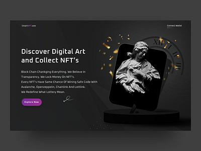 NFT Marketplace Website art bitcoin dark digital gift graphic design illustration logo lottery marketplace minimal modern nft picture reward statue time trend web website