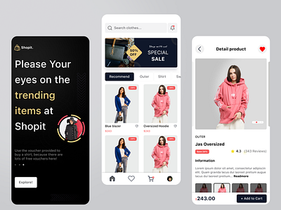 Shopit - Mobile e-commerce app app design branding design icon illustration logo typography ui ui design ux vector