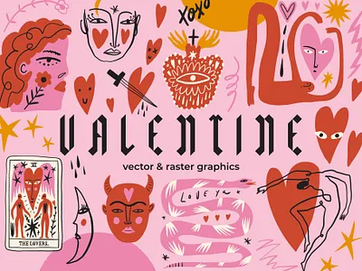 Valentine Bundle abstract animals boho bundle cutout design doodle funky groovy illustration modern neutral valentines bundle valentines vector vector