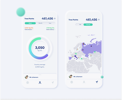 Carbon Footprint Tracker & Tree planting App app design emission figma illustration iphone planting ui ux