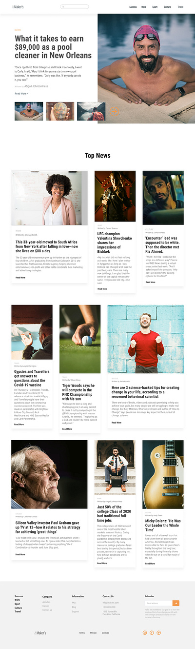 news website about 'Makers' ui