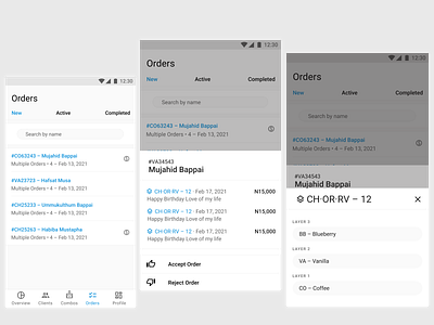 Bakeer - Orders page baking design mobile ui