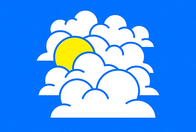 ☁️☀️☁️ blue clouds illustration monoline sky sun yellow