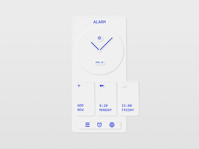 Job 2. Interface design for alarm. app design neomorphism ui ux web web design