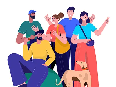 Free Lifestyle Illustrations 🍕🍦🍹 character colorful community design dog flat free freebie friends illustration kapustin lifestyle pet resources set vector