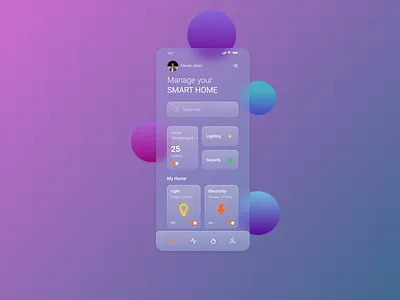 Glassmorphic Smart Home app 2022 trend app design blur frosted frosted glass futuristic app design glass glass effect glass morphism glassmorphic app glassmorphic app design glassmorphism glassy mobile app design smart home smart home app transparent trending app design ui ui design