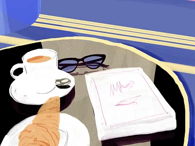 petit dej with retro style art artwork curlyexplorations digitalart foodart foodies foodillustration illustration petitdejeuner