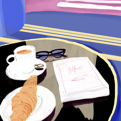 petit dej with retro style art artwork curlyexplorations digitalart foodart foodies foodillustration illustration petitdejeuner