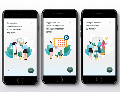 Houseplant Mobile App- On boarding app branding design graphic design illustration logo mobile mobile design product design ui ux vector visual design