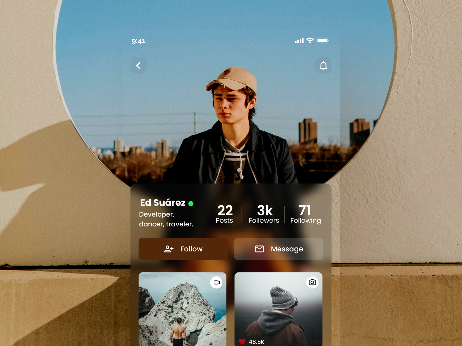 User profile | Daily UI 006 app figma gallery instagram ios photos profile social socialmedia user userprofile