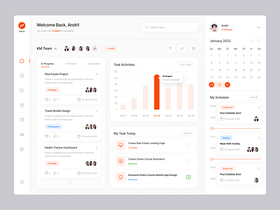 Project Management Dashboard - Sekia dashboard design design dashboard project project design project management project management design task manager ui uidesign uiux uiuxdesign