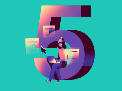 Five habits character colors design drawing illustration logo procreate ui vector