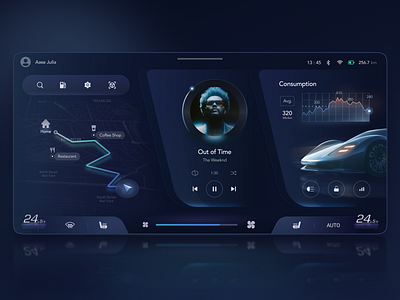 HMI Concept UI Vol.03 car cockpit concept figma hmi map music music player