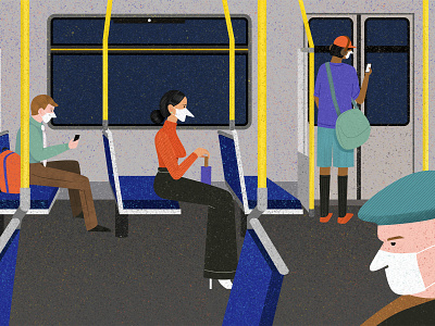 Normality character design daily everyday illustration illustrator life mask passenger texture train vector