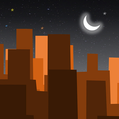 Moon Night City Scene by HK arts 2d illustration 2d vector illustration of night city night 2d illustration city night vector illustration graphic design night illustration scene night landscape art night scenery nightscene vector landscape art