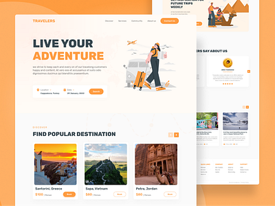 Travelers Landing Page landing page landingpage travel traveler traveling traveling agency ui web design website