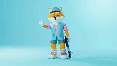 Shiba cool - 3d character 3d blender cartoon character design illustration inspiration model shiba skateboard skateboarding