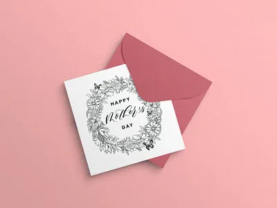 Happy Mother's Day - Floral Illustration Card Design art licensing black and white illustration botanical art botanical illustration botanical line art calligraphy card design card designer floral art floral design floral illustration floral line art flowers illustration lettering line art minimal modern calligraphy mothers day card pen and ink