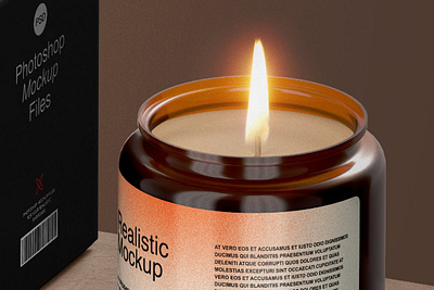 Amber Glass Candle Mockup amber box brand branding candle decorative glass label logo mockup package package mockup packaging packaging mockup perfume portfolio product design product mockup showcase wax