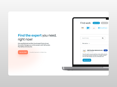 Find cloud experts with TalFoundry cloud experts design landing page marketplace saas ui website website design
