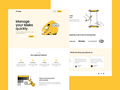 Task App Template design illustration nocode task task app task management template uiux web template yellow