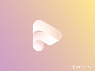Video communication app f logo mark play symbol