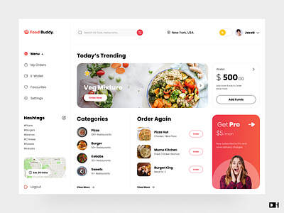 Food Buddy - Food Delivery Web App Design clean colors design dribbble dribbble best shot food food delivery app minimal product restaurant saas typography ui uidesign uiux ux uxdesign web web app webdesign