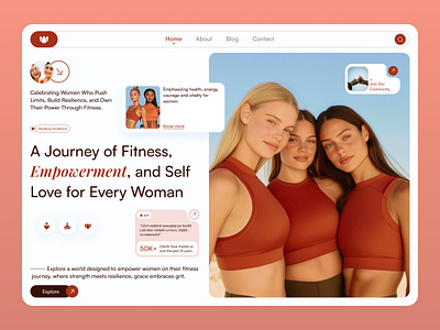 Fitness Website Header design figma figma design fitness fitness header typography ui ux web web design web header women women fitness